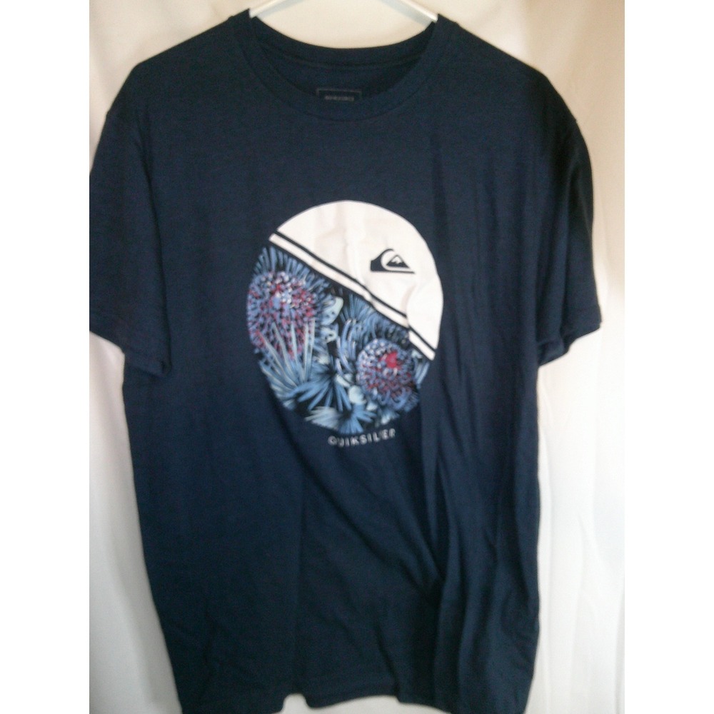 Quiksilver Graphic T-Shirt Floral‎ Print Short Sleeve Regular Fit Mens L